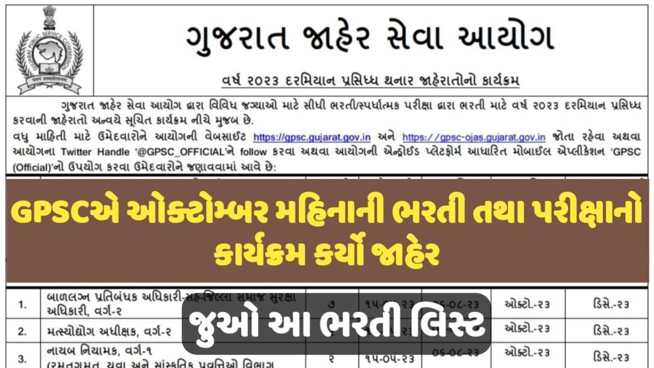 GPSC Exam Calendar 2023