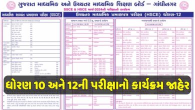 Gujarat Board Exam Time Table